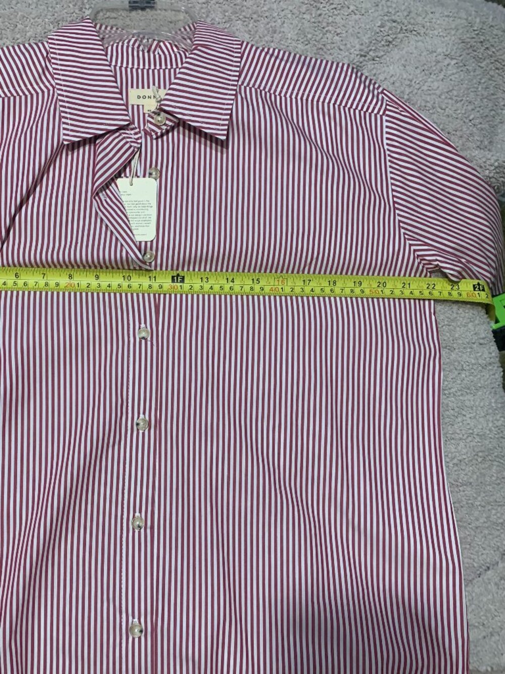 NWT DONNI striped button down shirt in Rouge Size:XSM - Picture 7 of 9